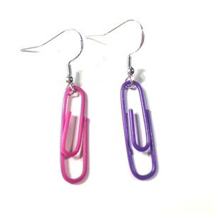 Handmade Green & Turquoise Paper Clip Earrings Women Teacher Gift